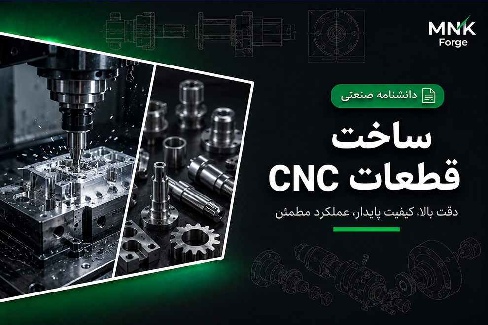 ساخت قطعات CNC صنعتی با ماشینکاری دقیق و تولید قطعات سفارشی در MNK Forge